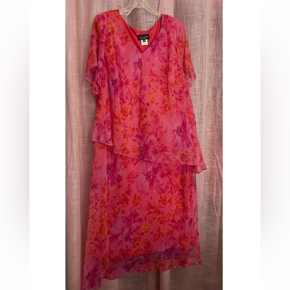 Floral Pink Layered Midi Dress